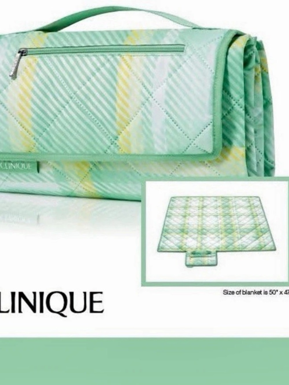 Clinique Picnic Blanket in Green & Yellow NWT - Picture 2 of 4